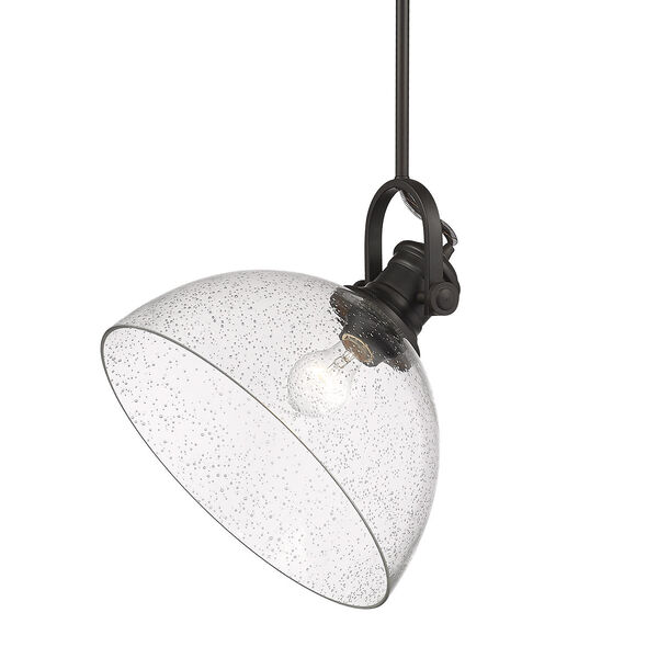 Hines Rubbed Bronze Seeded Glass 14-Inch One-Light Pendant, image 3